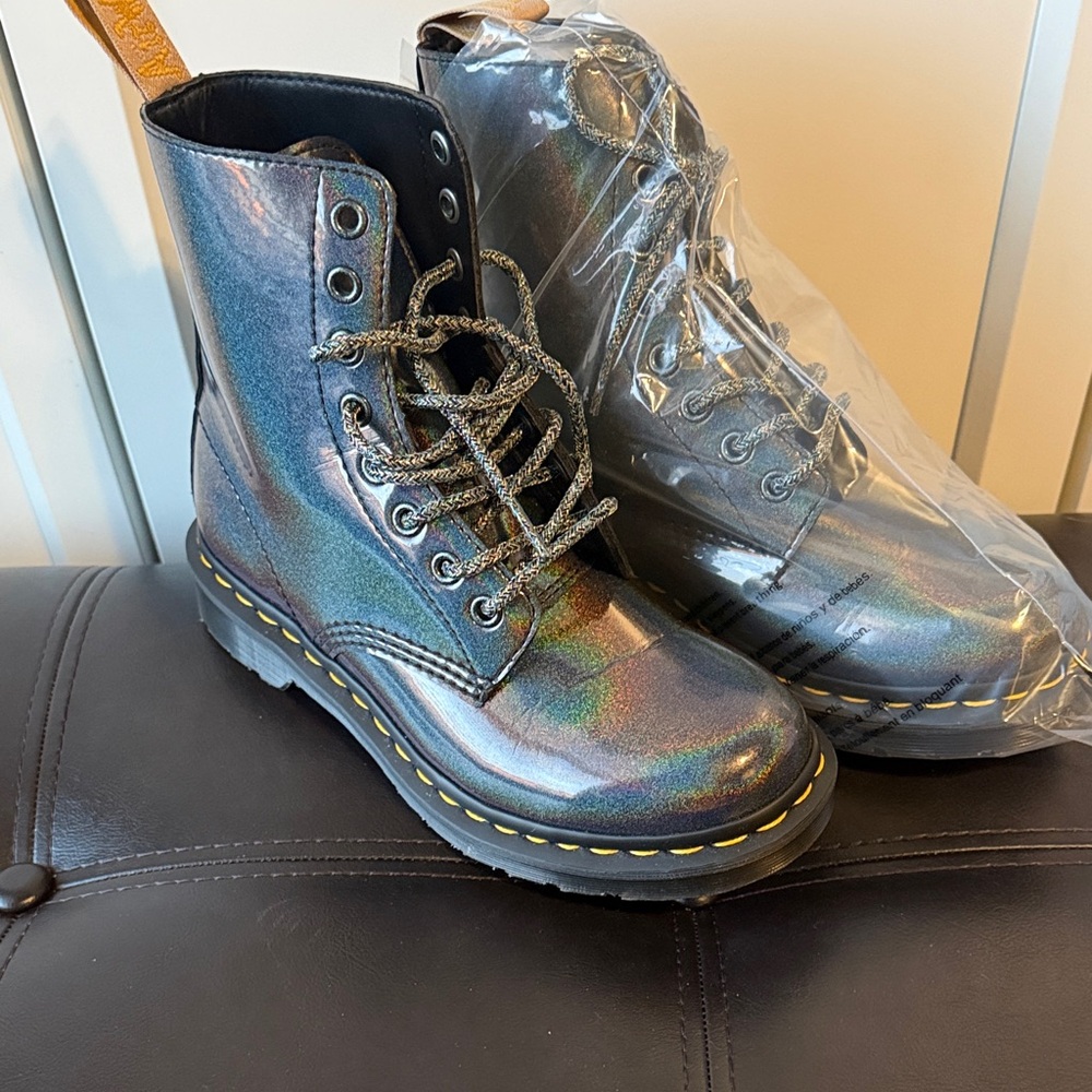 Dr. Martens Iridescent Lace Up Boots RARE
